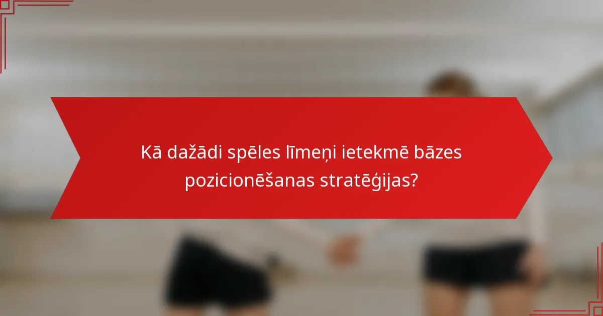 Kā dažādi spēles līmeņi ietekmē bāzes pozicionēšanas stratēģijas?