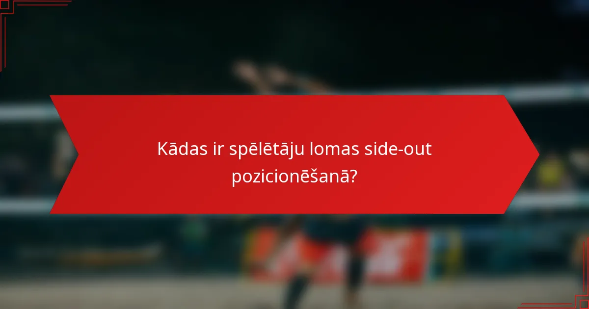 Kādas ir spēlētāju lomas side-out pozicionēšanā?
